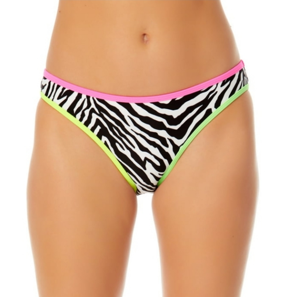 NWT NOBO Jr's Small Zebra Swirl Neon High Leg Swim Bottoms